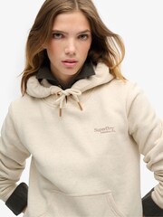 Superdry Light Oat Marl Essential Logo 100% Cotton Hoodie - Image 3 of 6
