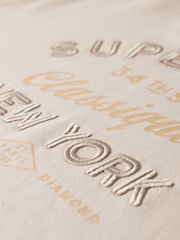 Superdry Cream Oil Blue Green Luxe Metallic Logo Loose Sweatshirt - Image 5 of 5