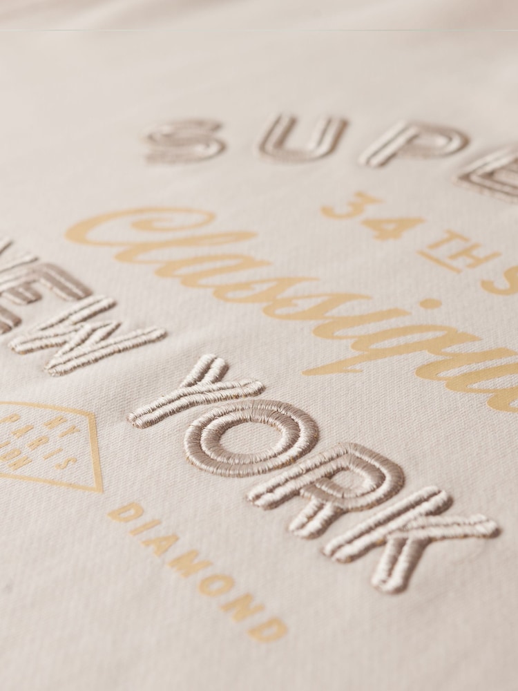 Superdry Cream Oil Blue Green Luxe Metallic Logo Loose Sweatshirt - Image 5 of 5