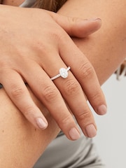 Mit Sterlingsilber beschichtet - Ovaler Halo-Funkelring - Bild 4 von 5