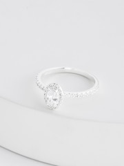 Mit Sterlingsilber beschichtet - Ovaler Halo-Funkelring - Bild 5 von 5