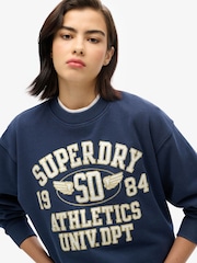 Superdry Deep Indigo Navy Marl College Script Loose Sweat top - Image 1 of 5