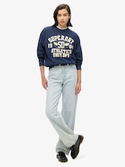 Superdry Deep Indigo Navy Marl College Script Loose Sweat top - Image 3 of 5