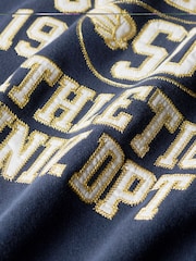 Superdry Deep Indigo Navy Marl College Script Loose Sweat top - Image 5 of 5