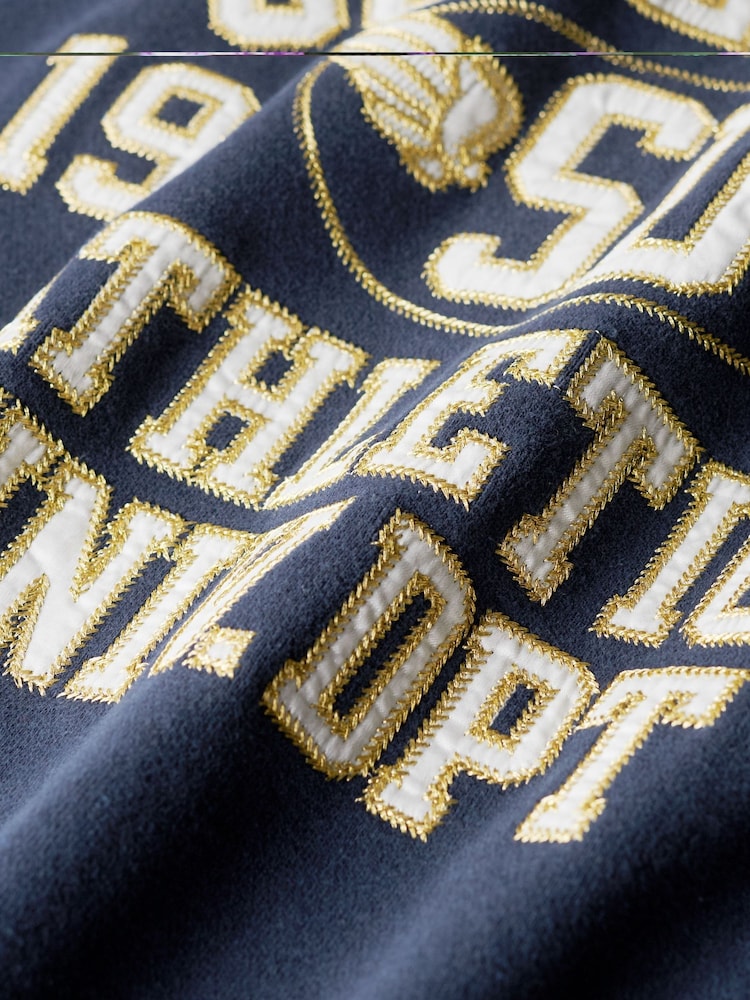 Superdry Deep Indigo Navy Marl College Script Loose Sweat top - Image 5 of 5