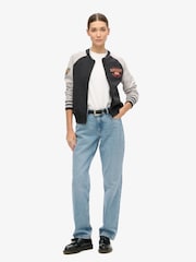 Superdry Black College Script Graphic Bomber Hoodie - Image 2 of 3