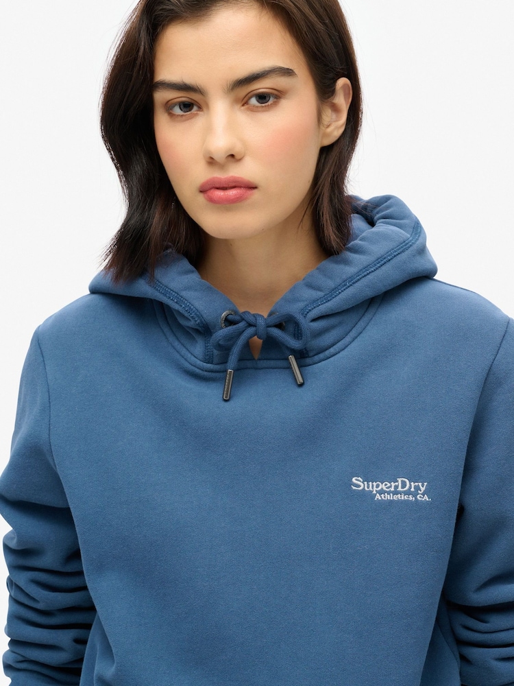 Superdry Sea Blue Essential Logo 100% Cotton Hoodie - Image 2 of 5
