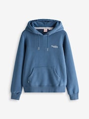 Superdry Sea Blue Essential Logo 100% Cotton Hoodie - Image 4 of 5