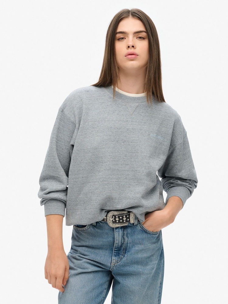 Superdry Grey Denver Orange 100% Cotton Essential Logo Overdyed Sweatshirt - Image 1 of 5