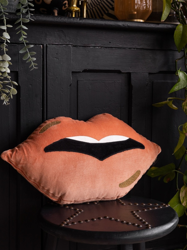 Rockett St George Lips 100% Cotton Velvet Cushion - Изображение 1 из 5