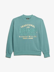 Superdry Oil Blue Green Oil Blue Green Luxe Metallic Logo Loose Sweatshirt - Image 3 of 4