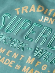 Superdry Oil Blue Green Oil Blue Green Luxe Metallic Logo Loose Sweatshirt - Image 4 of 4