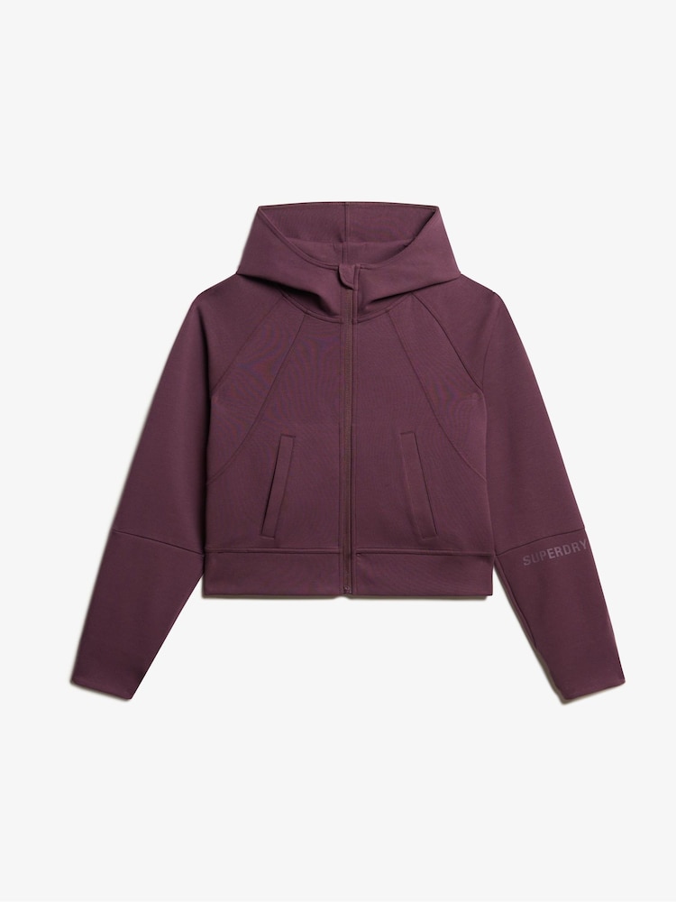 Rokerig auberginepaars - Superdry - Sport Tech relaxte hoodie met rits - Image 3 of 4