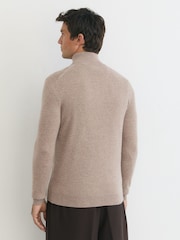 Reiss Taupe Melange Royal 100% Cashmere Half-Zip Jumper - Image 5 of 6