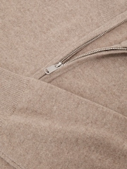 Reiss Taupe Melange Royal 100% Cashmere Half-Zip Jumper - Image 6 of 6