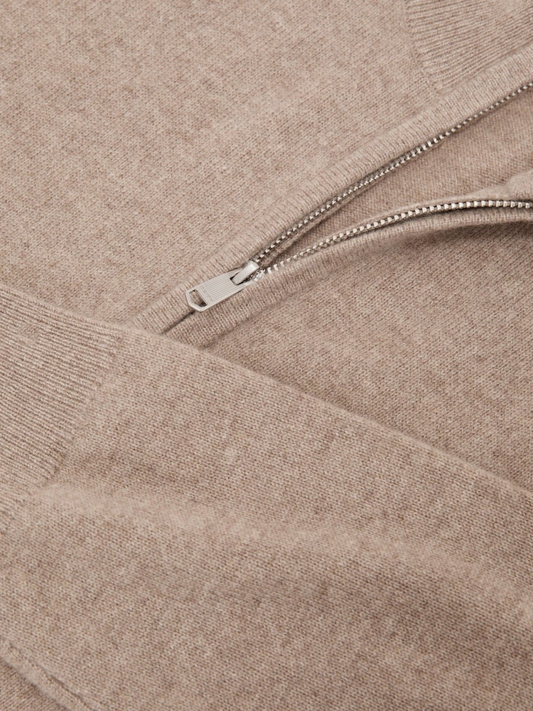 Reiss Taupe Melange Royal 100% Cashmere Half-Zip Jumper - Image 6 of 6 Reiss Taupe Melange Royal 100% Cashmere Half-Zip Jumper - Image 6 of 6