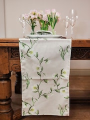 Avalon Home Natural Snowdrop and Hellebore Table Runner - Image 1 of 6