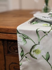Avalon Home Natural Snowdrop and Hellebore Table Runner - Image 2 of 6