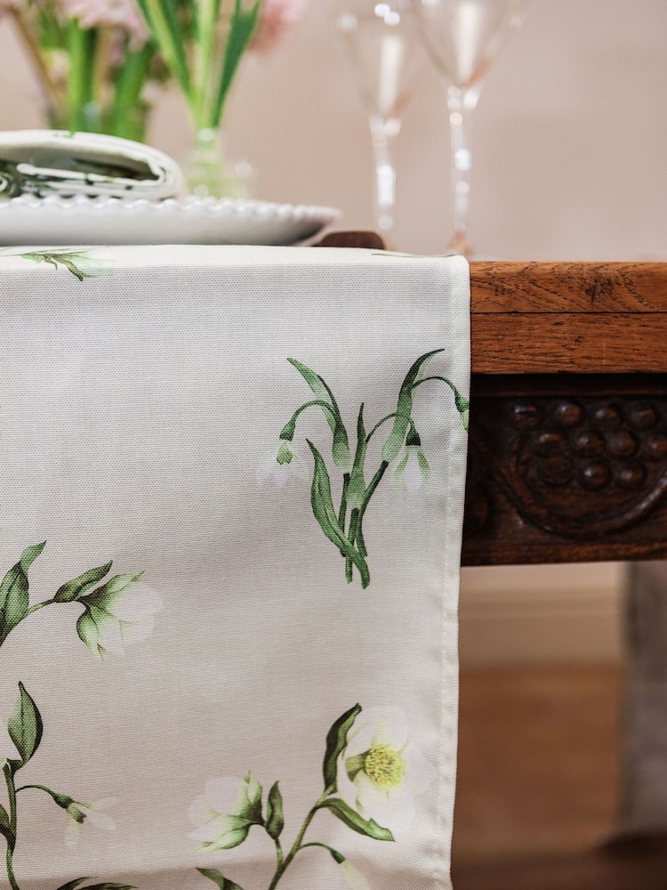 Avalon Home Natural Snowdrop and Hellebore Table Runner - Image 6 of 6