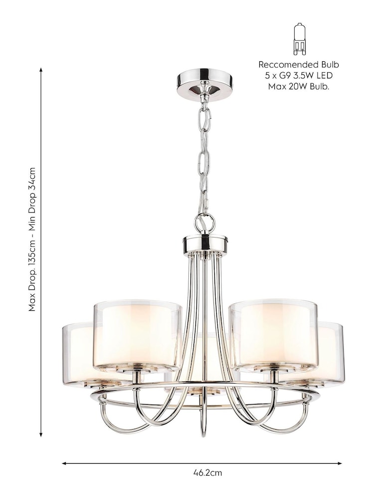 Laura Ashley Chrome Southwell 5 Light Chandelier Light - Image 6 of 6