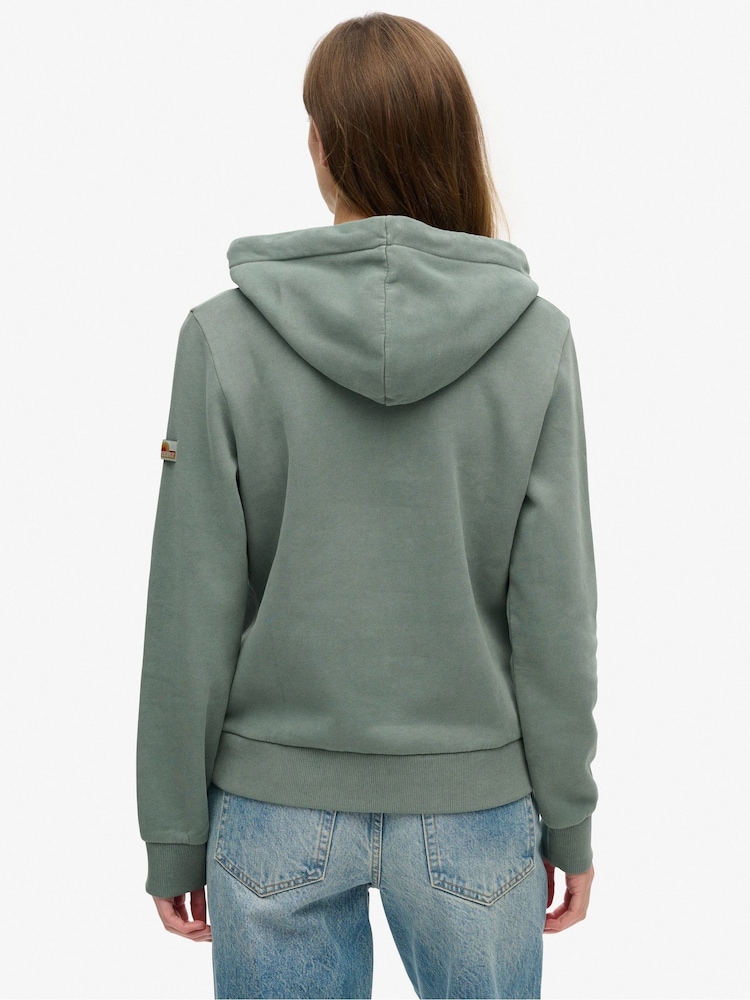 Superdry Drius Green Marl 100% Cotton Puff Print vl Graphic Hoodie - Image 2 of 6 Superdry Drius Green Marl 100% Cotton Puff Print vl Graphic Hoodie - Image 2 of 6