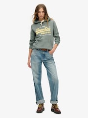 Superdry Drius Green Marl 100% Cotton Puff Print vl Graphic Hoodie - Image 3 of 6