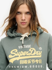 Superdry Drius Green Marl 100% Cotton Puff Print vl Graphic Hoodie - Image 4 of 6