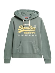 Superdry Drius Green Marl 100% Cotton Puff Print vl Graphic Hoodie - Image 5 of 6