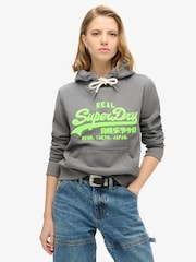 Superdry Mid Grey Neon vl Emb Graphic Hoodie - Image 1 of 5
