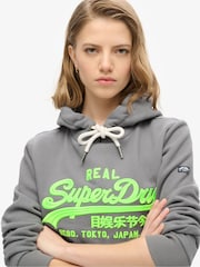 Superdry Mid Grey Neon vl Emb Graphic Hoodie - Image 4 of 5