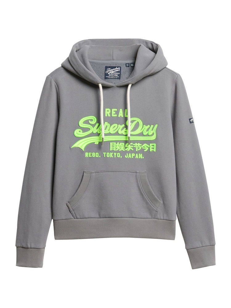 Superdry Mid Grey Neon vl Emb Graphic Hoodie - Image 5 of 5