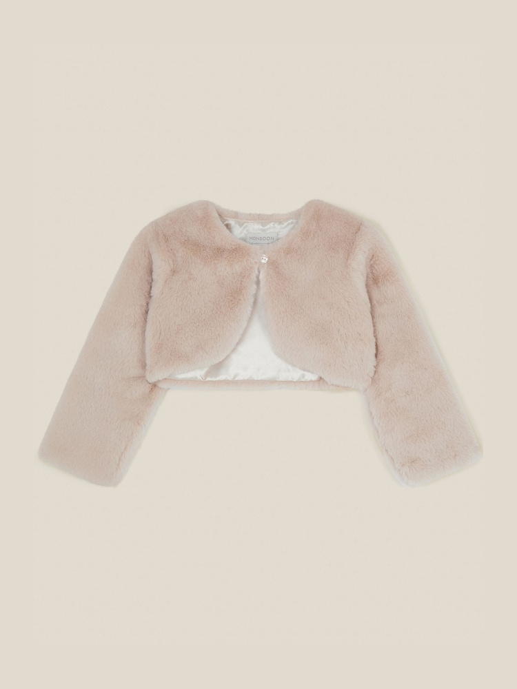 Monsoon Brown Lara Faux Fur Jacket - Image 1 of 3 Monsoon Brown Lara Faux Fur Jacket - Image 1 of 3