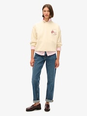 Superdry Cream Cream Suika Embroidered Loose Sweatshirt - Image 1 of 5