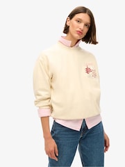 Superdry Cream Cream Suika Embroidered Loose Sweatshirt - Image 2 of 5