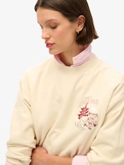 Superdry Cream Cream Suika Embroidered Loose Sweatshirt - Image 3 of 5