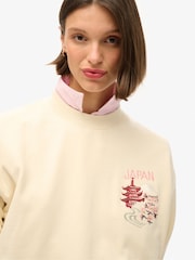 Superdry Cream Cream Suika Embroidered Loose Sweatshirt - Image 4 of 5