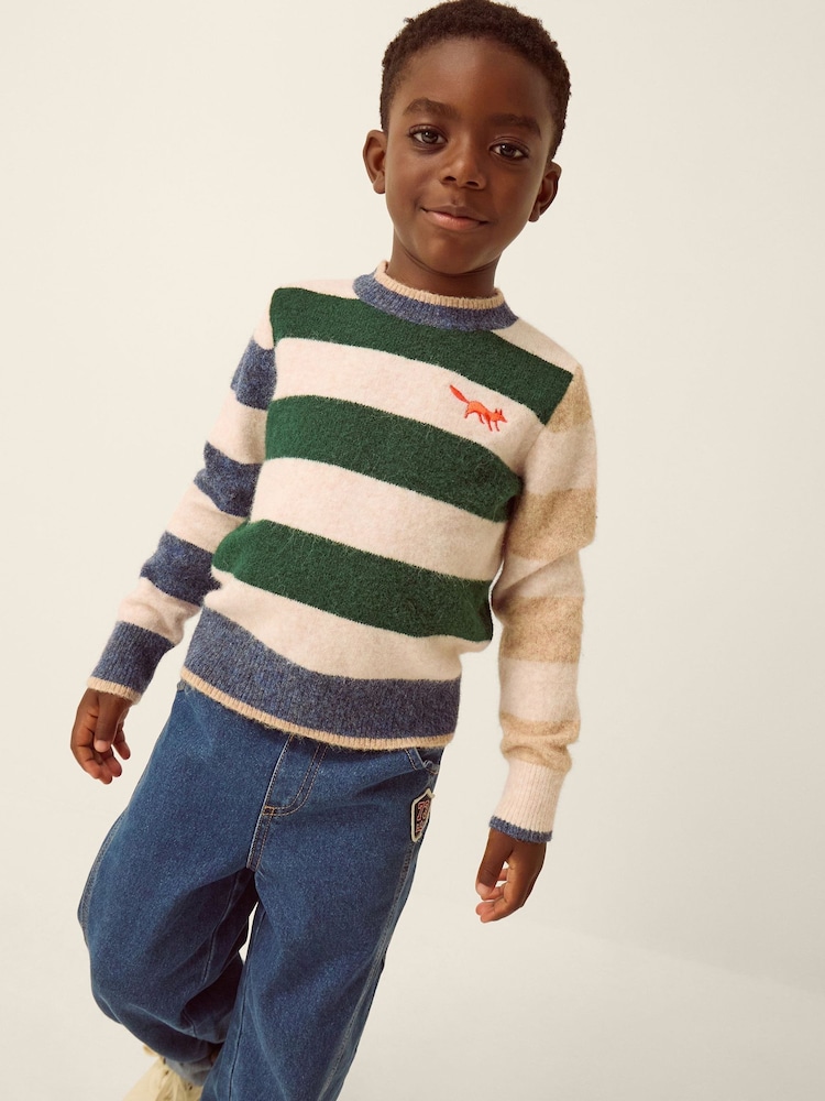 Monsoon Cream Colourblock Stripe Jumper - Image 1 of 4