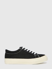 Schuh Black Maisie Canvas Lace Up Trainers - Image 1 of 4