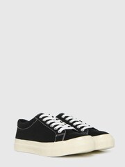 Schuh Black Maisie Canvas Lace Up Trainers - Image 2 of 4