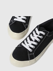 Schuh Black Maisie Canvas Lace Up Trainers - Image 3 of 4
