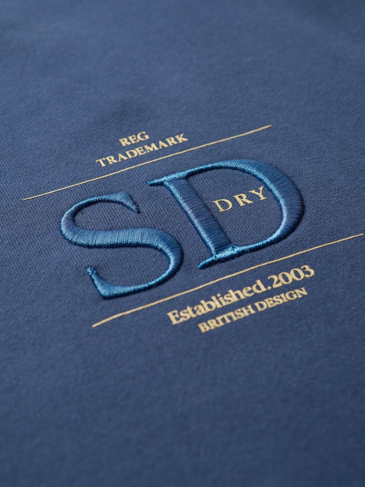 Superdry Sea Blue Oil Blue Green Luxe Metallic Logo Loose Sweatshirt - Image 5 of 5