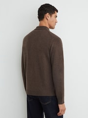 חום שוקולד מלאנז' - Reiss Saltash 100% Cashmere Button-Through Shirt - תמונה 6 מתוך 7