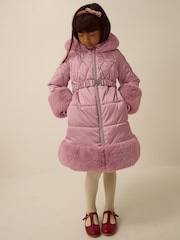 Monsoon Pink Jewel Heart Quilted Puffer Coat - Image 1 of 4