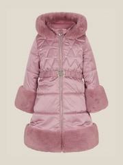 Monsoon Pink Jewel Heart Quilted Puffer Coat - Image 2 of 4
