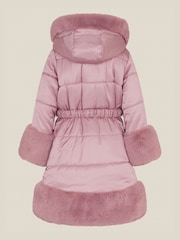 Monsoon Pink Jewel Heart Quilted Puffer Coat - Image 3 of 4