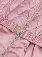 Monsoon Pink Jewel Heart Quilted Puffer Coat - Image 4 of 4