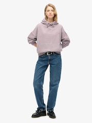 Superdry Powder Pink Essential Logo Overdyed 100% Cotton Hoodie - Image 3 of 6