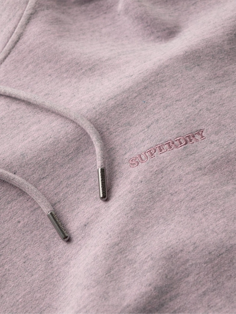 Superdry Powder Pink Essential Logo Overdyed 100% Cotton Hoodie - Image 6 of 6
