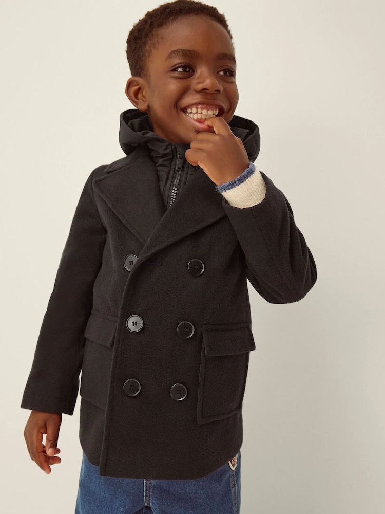 Monsoon Black Quilted Hood Peacoat - Image 1 of 4