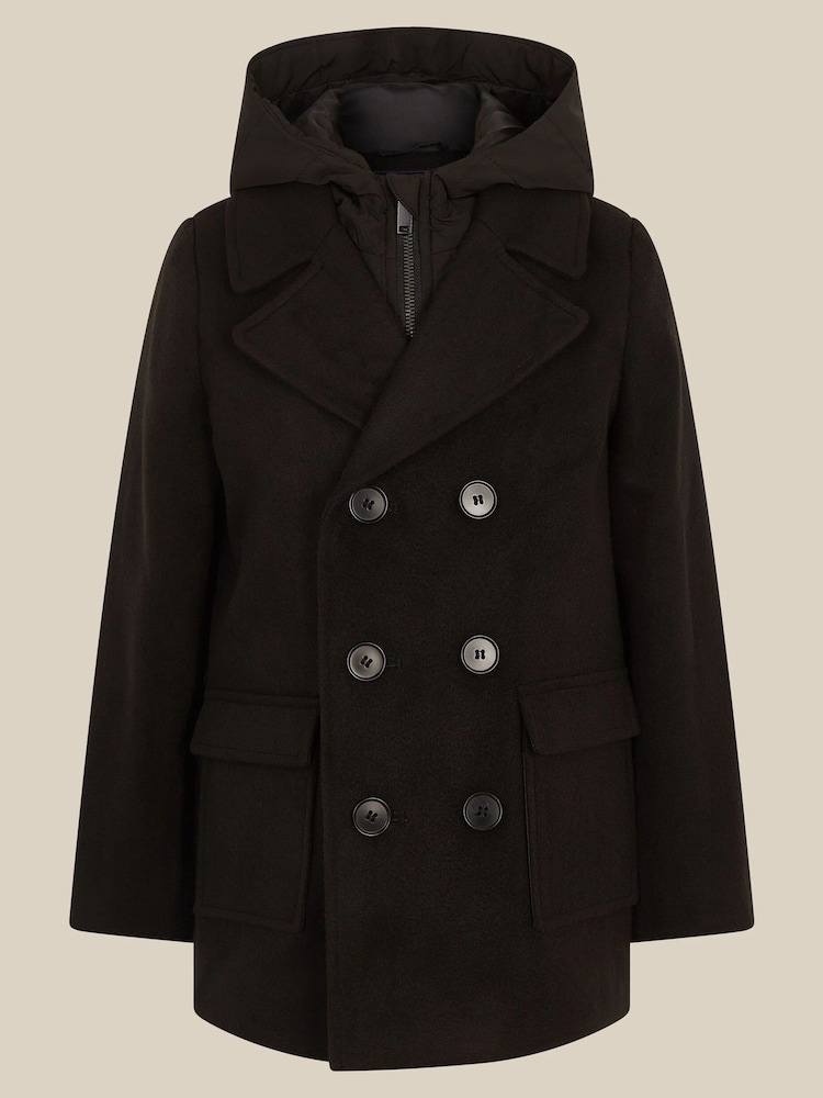 Monsoon Black Quilted Hood Peacoat - Image 2 of 4